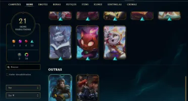 Platina 2 com 30 champs e 22 Skins + 2 Prestigios + 1800 RP