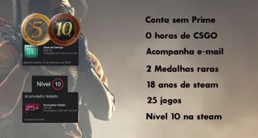 STEAM OLD 18 ANOS, MEDALHA DE 10 E 5 ANOS, 25 JOGOS