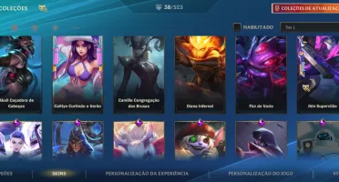 Conta com várias skins lendarias wild rift