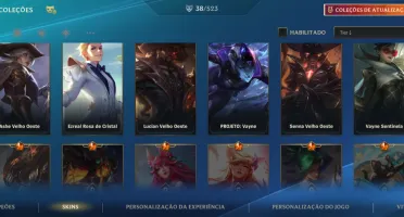 Conta com várias skins lendarias wild rift