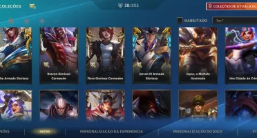Conta com várias skins lendarias wild rift