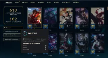 Unranked com TODOS os champs e 205 Skins ( Nivel 547 )