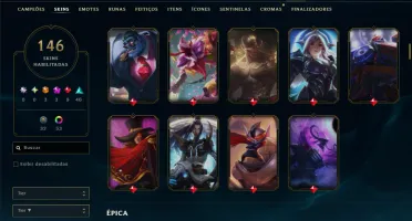 Unranked com 150 Champs e 146 Skins ( SUP / JG ) +7 Vitorios