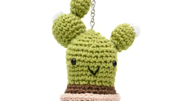 Chaveiro Cactus com Flor em Amigurumi