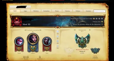Conta Platina 4, borda de ouro. 89 Champs 33 Skins