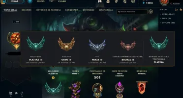 Conta lol Plat 3 Todas Champs e Varias Skins