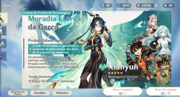 Reroll 18K Gemas + 71 Tiros + Xianyun + Mona + 68 Mochileiro
