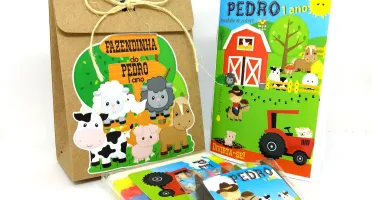 Kit Colorir e Modelar Fazendinha com Sacola Kraft P