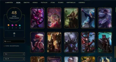 Conta unranked com 48 skins e 107 champs