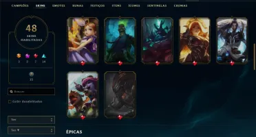 Conta unranked com 48 skins e 107 champs