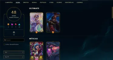 Conta unranked com 48 skins e 107 champs