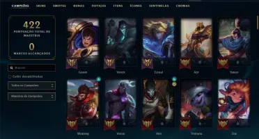 Conta unranked com 48 skins e 107 champs
