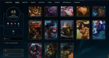 Conta unranked com 48 skins e 107 champs
