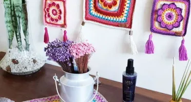 Flâmula Decorativa Flor 3d em Crochê