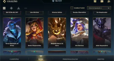 Conta Wild Rift. 46 campeões, 16 skin, 2 passes
