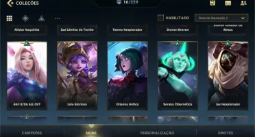 Conta Wild Rift. 46 campeões, 16 skin, 2 passes