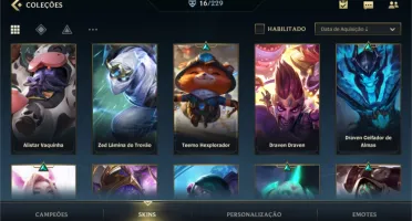 Conta Wild Rift. 46 campeões, 16 skin, 2 passes
