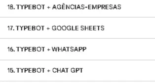 Typebot Projetos - Templates - Estrutura - Projetos