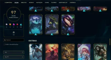 Unranked com 150 Champs e 97 Skins ( MID / JG / TOP )