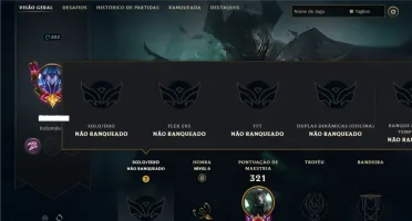 Unranked com 150 Champs e 97 Skins ( MID / JG / TOP )