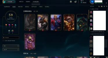 Conta de LOL PLAT4, 128 champs, 59 skins, 38k essencia azul