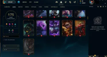 Conta com 175 Skins + 19 Skins em espólio Todos Champs.