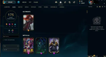 Conta com 175 Skins + 19 Skins em espólio Todos Champs.