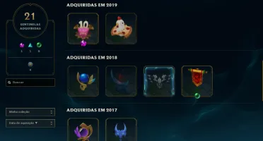 Conta LoL 100 Champions 62 Skins Ex Emerald LvL 149