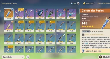 Conta Genshin Impact ar10 Eula + Zhongli + Jean + CançãoPinh