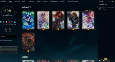Conta de LoL + Valorant - 590 skins no lol e muitas no valor