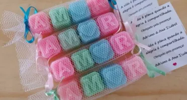 Sabonete Nome 4 Letras com Tule
