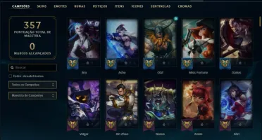 Conta full champs com 177 skins TOPS