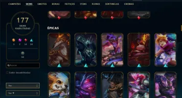 Conta full champs com 177 skins TOPS