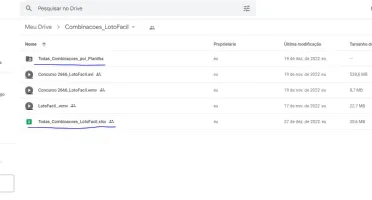 Todas Combinações da Lotofácil Em Planilha Excel