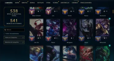 Ouro 4 com TODOS os Champs e 94 Skins ( MID / JG / TOP )