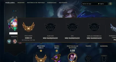 Ouro 4 com TODOS os Champs e 94 Skins ( MID / JG / TOP )