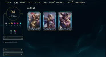 Ouro 4 com TODOS os Champs e 94 Skins ( MID / JG / TOP )