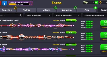 Conta 8 ball Poll com mais de 15 tacos lendarios