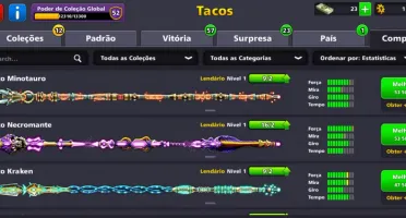 Conta 8 ball Poll com mais de 15 tacos lendarios