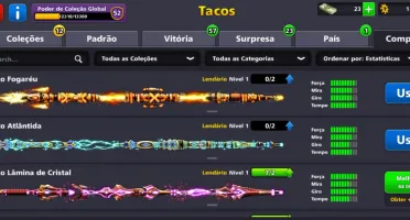 Conta 8 ball Poll com mais de 15 tacos lendarios