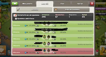 CLÃ NÍVEL 11 CLAN ÓTIMO HISTÓRICO GUERRAS 245v / 67d