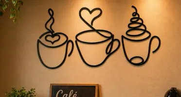 Kit 3 Xícaras Minimalistas em MDF para Cantinho do Café
