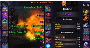 Conta WOW Druida Balance 223 iLVL pronto para raidar 8/10 M