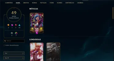 Conta ouro 4 (ex plat) com 49 skins e 88 champs