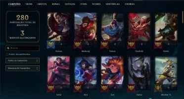 Conta ouro 4 (ex plat) com 49 skins e 88 champs