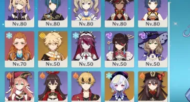 Genshin impact conta AR 57, 9 personagens 5 estrelas
