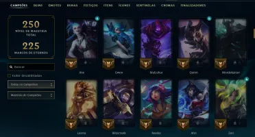 Unranked com 155 Champs e 223 Skins ( Sup / ADC / JG )