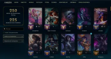 Unranked com 155 Champs e 223 Skins ( Sup / ADC / JG )