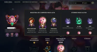 Unranked com 155 Champs e 223 Skins ( Sup / ADC / JG )