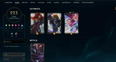 Unranked com 155 Champs e 223 Skins ( Sup / ADC / JG )
